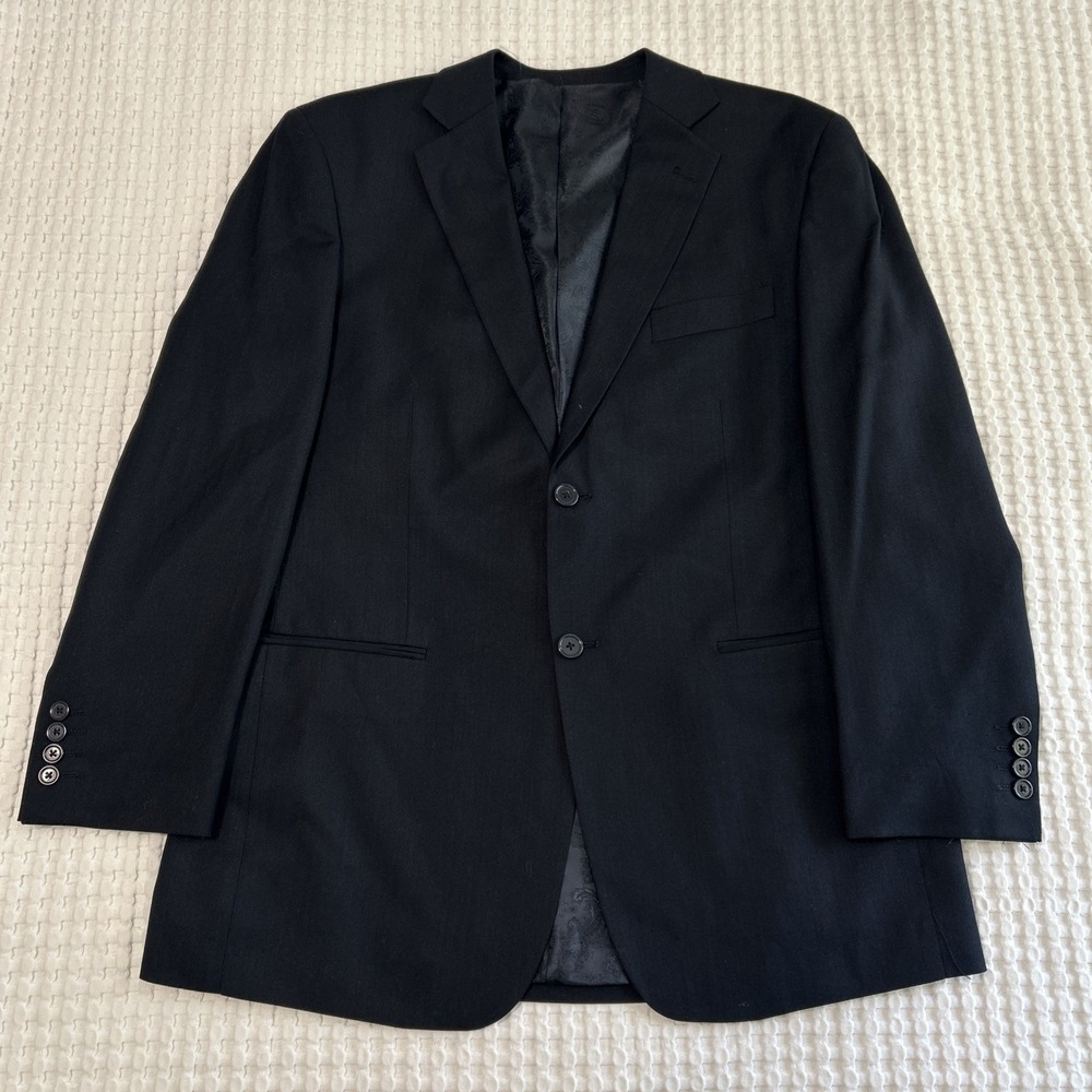Gianni Uomo Men's Navy Blue Herringbone Jacket Blazer Paisley Lined 42S